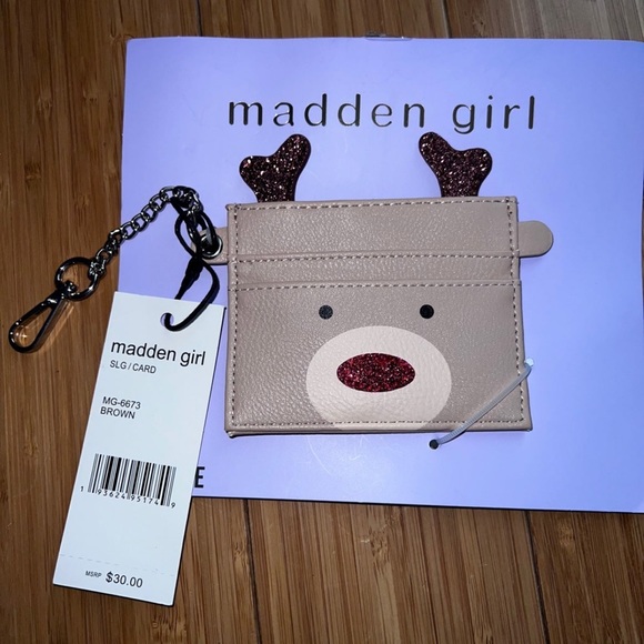 Madden girl reindeer card holder new; super cute with glitter antlers. - Picture 3 of 3